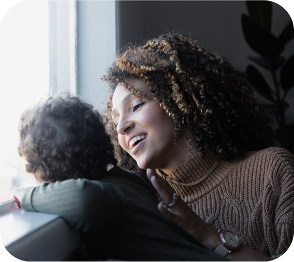 A mom and son enjoying some time together