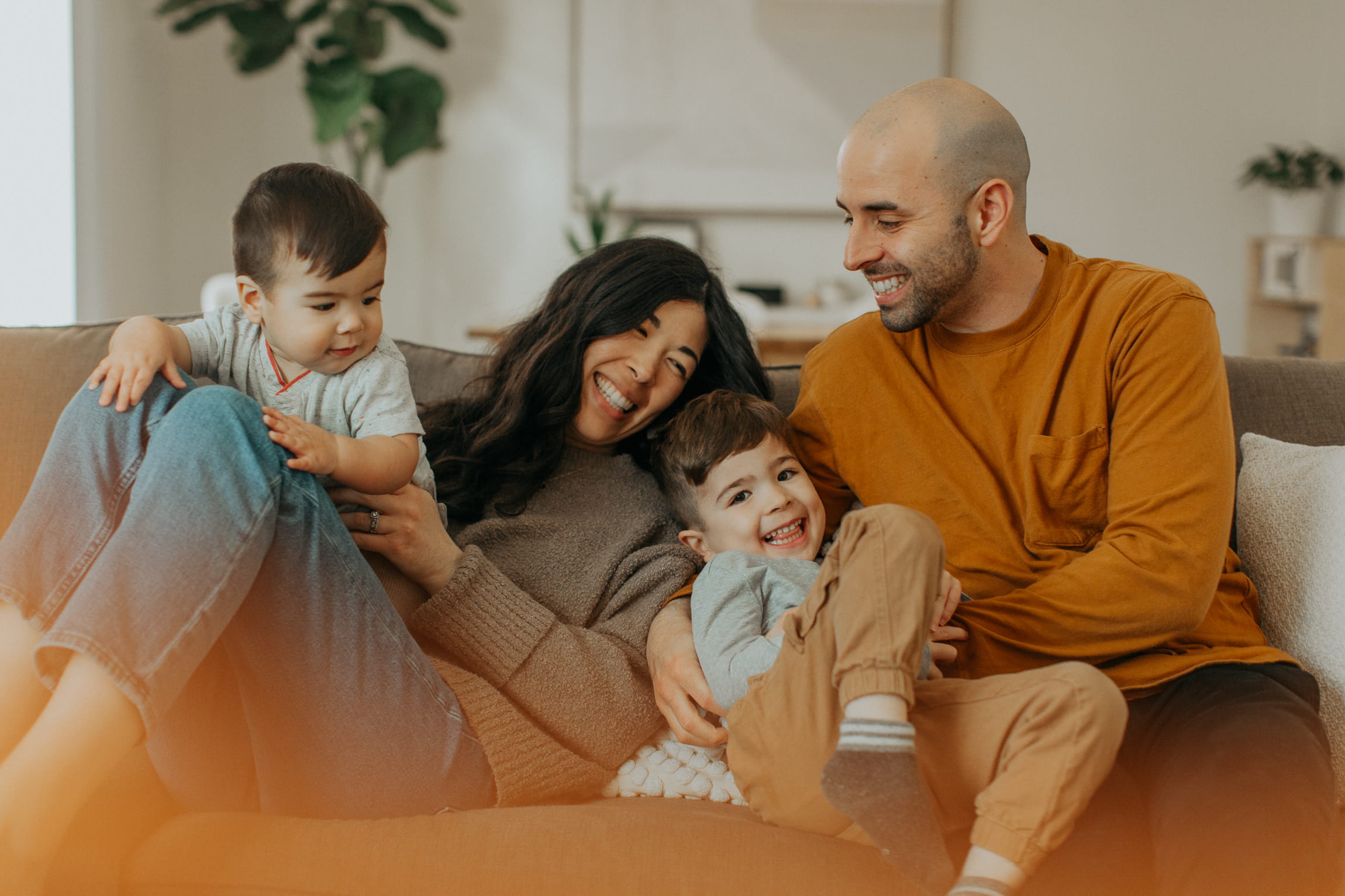 Family on couch